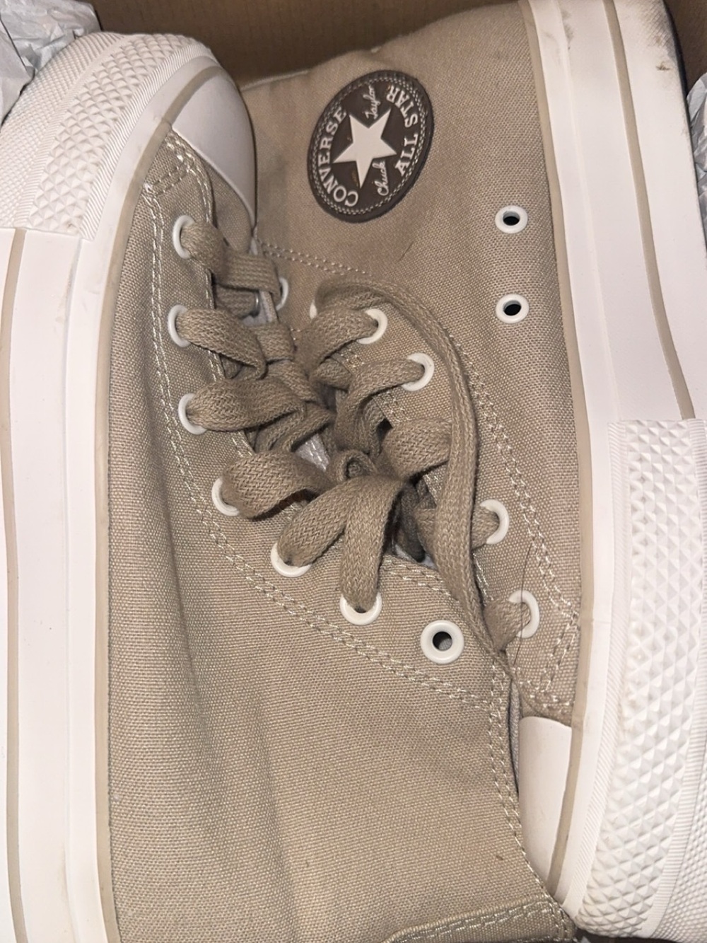 Converse Platform Low Top Sneakers in Taupe Canvases